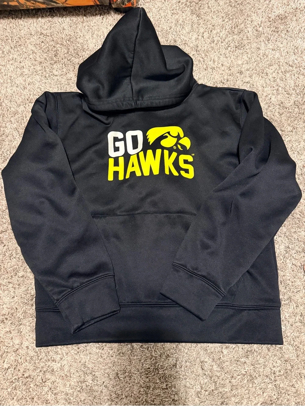 Nike Black Hoodie with Yellow GO HAWKS Graphic